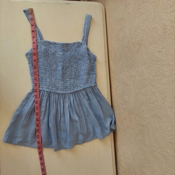 Japna Women's Top Blue Gingham Smocked Tank Sz Medium - Picture 4 of 8